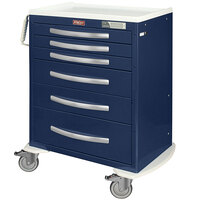 Harloff A-Series 36 3/4" x 22" x 43 3/4" 6-Drawer Aluminum Anesthesia Cart with Electronic Keypad MPA3030EKC06