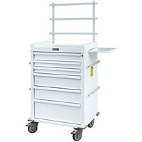 Harloff 31 13/16" x 23 3/4" x 46" MRI-Compatible 6-Drawer Medical Cart with Key Lock and Anesthesia Accessory Kit MR6K-MAN