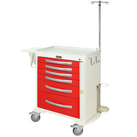 Harloff A-Series 36 3/4" x 22" x 40 1/2" 6-Drawer Aluminum Medical Cart with Breakaway Lock and Standard Emergency Kit MPA3027B06+MD30-EMG1