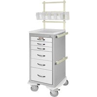 Harloff A-Series 23 7/8" x 22" x 43 3/4" 6-Drawer Aluminum Anesthesia Cart with Key Lock and Basic Anesthesia Kit MPA1830K06+MD18-ANS