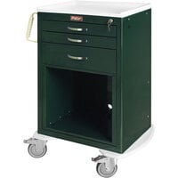 Harloff M-Series 30" x 22" x 43 3/4" 3-Drawer Steel Medical Cart with Key Lock and Open Shelf MDS2430K05+MD24-DRW18-EH