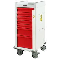 Harloff 21 1/2" x 23 3/4" x 46" MRI-Compatible 7-Drawer Medical Trolley with Breakaway Lock MRN7B