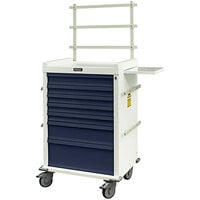 Harloff 31 13/16" x 23 3/4" x 46" MRI-Compatible 7-Drawer Medical Cart with Key Lock and Anesthesia Kit MR7K-MAN