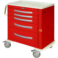 Harloff A-Series 36 3/4" x 22" x 37 1/4" 5-Drawer Aluminum Medical Cart with Breakaway Lock MPA3024B05
