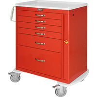 Harloff M-Series 36 3/4" x 22" x 43 3/4" 6-Drawer Steel Emergency Cart with 9" Bottom Drawer MDS3030B16