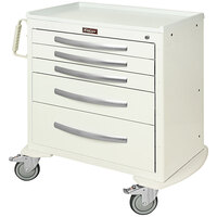 Harloff A-Series 36 3/4" x 22" x 37 1/4" 5-Drawer Aluminum Nursing Cart with Key Lock MPA3024K05