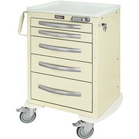Harloff A-Series 30" x 22" x 40 1/2" 5-Drawer Aluminum Medical Treatment Cart with E-Lock MPA2427E05