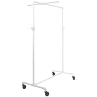 Econoco 41" x 22" x 72" Gloss White Ballet Garment Rack with Crossbar and Adjustable Hangrail