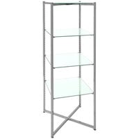 Econoco 18" x 18" x 52" Chrome 4-Shelf Folding Glass Tower