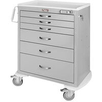 Harloff M-Series 36 3/4" x 22" x 43 3/4" 6-Drawer Steel Anesthesia Cart with E-Lock MDS3030E06