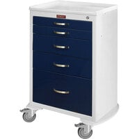 Harloff M-Series 30" x 22" x 43 3/4" 5-Drawer Steel Anesthesia Cart with Key Lock MDS2430K15