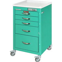 Harloff M-Series 18" x 18" x 34 1/2" 5-Drawer Steel Anesthesia Cart with E-Lock M3DS1824E05