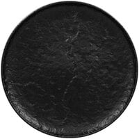 RAK Porcelain Roks 11 7/8" Black Round Porcelain Flat Coupe Plate - 6/Pack