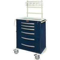 Harloff A-Series 37 1/2" x 22" x 66 3/4" 6-Drawer Aluminum Anesthesia Cart with Key Lock and Basic Anesthesia Kit MPA3030K06+MD30-ANS