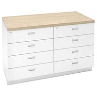 Econoco 47 7/8" x 23 7/8" x 33" White / Oak Cash Wrap Retail Counter with 8 Drawers