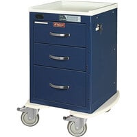 Harloff A-Series 23 7/8" x 22" x 34" 3-Drawer Aluminum Medical Cart with Electronic Keypad Lock and Proximity Reader MPA1821ELP03