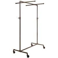 Econoco 41" x 22" x 72" Anthracite Grey Ballet Garment Rack with Double Crossbar and Adjustable Hangrail