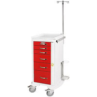 Harloff A-Series 23 7/8" x 22" x 43 3/4" 6-Drawer Aluminum Breakaway Cart with Breakaway Lock and Basic Emergency Kit MPA1830B06+MD18-EMG