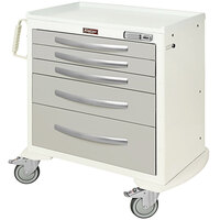 Harloff A-Series 36 3/4" x 22" x 37 1/4" 5-Drawer Aluminum Medical Cart with E-Lock MPA3024E05