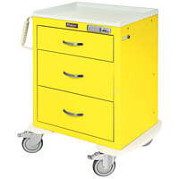 Harloff M-Series 30" x 22" x 37 1/4" 3-Drawer Steel Medical Isolation Cart with E-Lock MDS2424E03