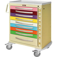 Harloff A-Series 36 3/4" x 22" x 43 3/4" 9-Drawer Aluminum Pediatric Cart with Breakaway Locks MPA3030B09PED