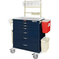 Harloff M-Series 47 5/8" x 22" x 66 3/4" 6-Drawer Steel Anesthesia Cart with E-Lock and Deluxe Anesthesia Kit MDS3030E06+MD30-ANS3
