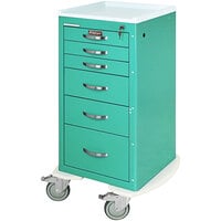 Harloff A-Series 23 7/8" x 22" x 43 3/4" 6-Drawer Aluminum Anesthesia Cart with Key Lock MPA1830K06