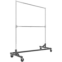 Econoco 64" x 24" x 70" Black Garment Z-Rack with Add-On Hangrail