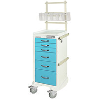 Harloff A-Series 24 7/8" x 22" x 43 3/4" 6-Drawer Aluminum Anesthesia Cart with Electronic Keypad and Basic Anesthesia Kit MPA1830E06+MD18-ANS
