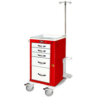 Harloff A-Series 24 3/4" x 22" x 37 1/4" 5-Drawer Aluminum Medical Cart with Breakaway Lock and Basic Emergency Kit MPA1824B05+MD18-EMG