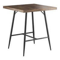 Lancaster Table & Seating Mid-Century 36" x 36" Bar Height Butcher Block Table with Espresso Finish