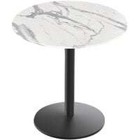 Holland Bar Stool EuroSlim 36" Round White Marble Indoor / Outdoor Table with Round Base