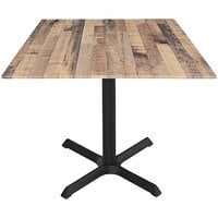 Holland Bar Stool EuroSlim 32" x 32" Rustic Wood Indoor / Outdoor Table with Cross Base
