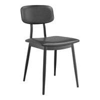 Lancaster Table & Seating Mid-Century Black Chair with Black Vinyl Padded Seat and Backrest