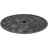 Holland Bar Stool EuroSlim Round Black Marble Indoor / Outdoor Table Top with Umbrella Hole