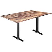 Holland Bar Stool EuroSlim 32" x 48" Rustic Wood Indoor / Outdoor Table with End Column Base