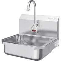Sani-Lav ESB2-605L 16" x 15 1/2" Wall-Mounted Hands-Free Sink with 1 Battery-Powered Sensor Faucet