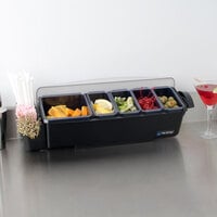 San Jamar BD4005S The Dome 5-Compartment Condiment Bar with Snap-On Caddies