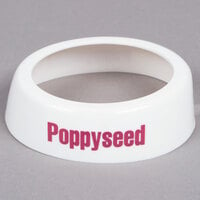 Tablecraft CM13 Imprinted White Plastic Poppyseed Salad Dressing Dispenser Collar with Maroon Lettering