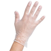 Noble Products Medium Powder-Free Disposable Vinyl Gloves for Foodservice - Box of 100