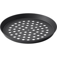 LloydPans 9 inch Perforated Aluminum Cutter Pizza Pan with Pre-Seasoned Tuff-Kote Finish H63N20-09X0.75-PSTK