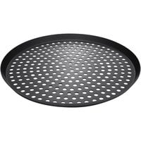 LloydPans 16 inch Perforated Aluminum Cutter Pizza Pan with Pre-Seasoned Tuff-Kote Finish H63N20-16X0.75-PSTK