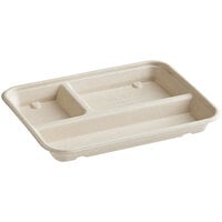 World Centric 3-Compartment 16 oz. Compostable Fiber Tray 9 3/8" x 7 1/8" - 400/Case