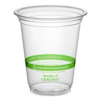 World Centric 9Q-24 oz. PLA Plastic Compostable Cold Cup Flat Lid With  Straw Slot - 1000/Case