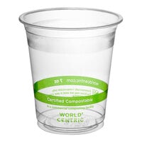World Centric 9Q-24 oz. PLA Plastic Compostable Cold Cup Flat Lid With Straw  Slot - 1000/