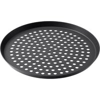 LloydPans 12 inch Perforated Aluminum Cutter Pizza Pan with Pre-Seasoned Tuff-Kote Finish H63N20-12X0.75-PSTK