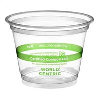 World Centric 9Q-24 oz. PLA Plastic Compostable Cold Cup Flat Lid With  Straw Slot - 1000/Case