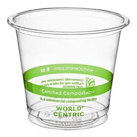 World Centric 9Q-24 oz. PLA Plastic Compostable Cold Cup Flat Lid With Straw  Slot - 1000/