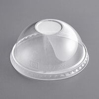 World Centric 9Q-24 oz. PLA Plastic Compostable Cold Cup Dome Lid With No Hole - 1000/Case
