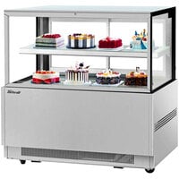Turbo Air TBP60-46FN-S 59" Square Glass Two-Tier Stainless Steel Refrigerated Bakery Display Case with Lift-Up Front Glass